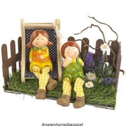 Kinder mit Schlenkerbeinen, 17cm/18cm hoch, Kantenhocker, 2 Stück