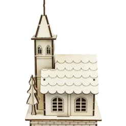 Kirche, Holz, zum Zusammenbauen, 22,5cm x 11,5cm x 13,5cm