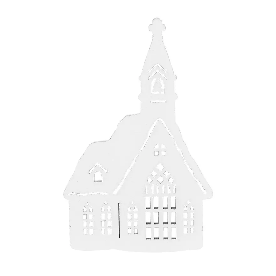 Kirchen, Holz, 13,4cm x 8,6cm x 0,5cm, weiß, 12 Stück