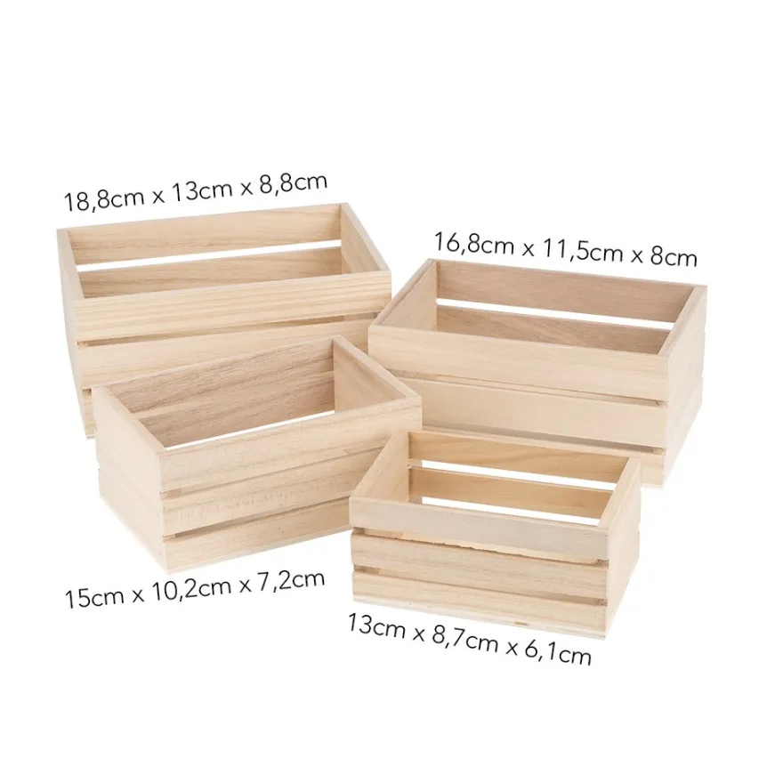 Kisten, Holz, rechteckig, verschiedene Größen, 4 Stück