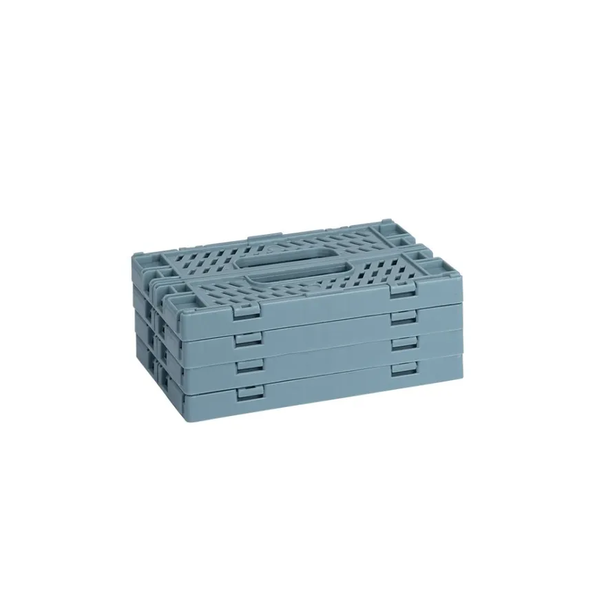 Klappkisten, stapelbar, 15cm x 10cm x 5,7cm, taubenblau, 4 Stück