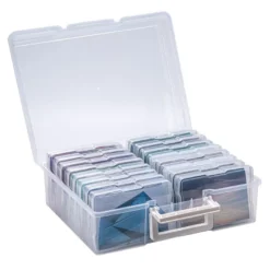 Koffer mit 16 herausnehmbaren Sortierboxen, Koffer: 38cm x 29,5cm x 12,7cm, transparent, 17-teilig