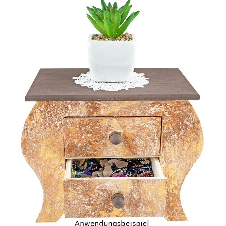 Kommode, Holz, 19cm x 15,5cm x 10cm, mit 2 Schubladen