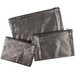 Kosmetiktäschchen, 3 verschiedene Größen, mit Reißverschluss, taupe-metallic, 3 Stück