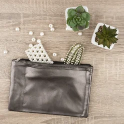 Kosmetiktäschchen, 3 verschiedene Größen, mit Reißverschluss, taupe-metallic, 3 Stück