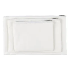 Kosmetiktäschchen, 3 verschiedene Größen, mit Reißverschluss, weiß, 3 Stück