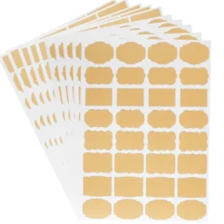 Kraftpapier-Etiketten, DIN A4, 320 Stück in 16 verschiedenen Formen, selbstklebend, 10 Bogen