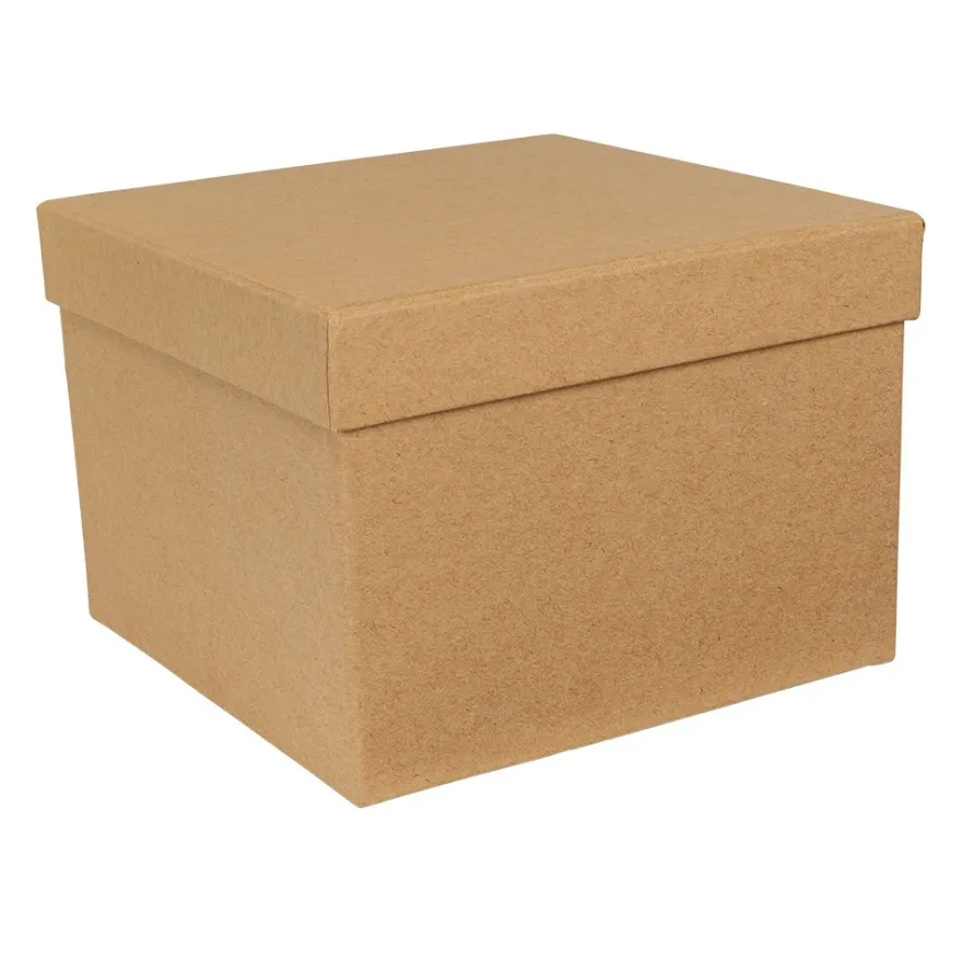Kraftpapier-Geschenkboxen, quadratisch, verschiedene Größen, 5 Stück