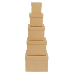 Kraftpapier-Geschenkboxen, quadratisch, verschiedene Größen, 5 Stück