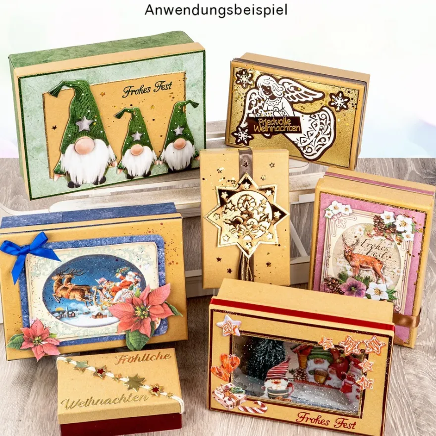 Kraftpapier-Geschenkboxen, rechteckig, verschiedene Größen, Rohlinge zum Weiterverzieren, 10 Stück