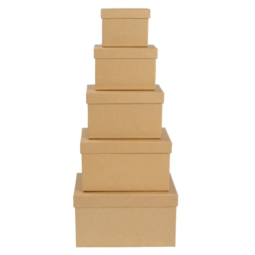 Kraftpapier-Geschenkboxen, rechteckig, verschiedene Größen, 5 Stück