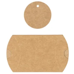 Kraftpapier-Kissentaschen, 6,5cm x 9cm, inkl. Anhänger & pastel-apricot Papierkordel, 50 Stück