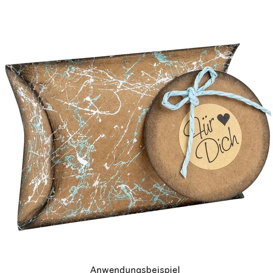 Kraftpapier-Kissentaschen, 6,5cm x 9cm, inkl. Anhänger & hellblaue Papierkordel, 50 Stück