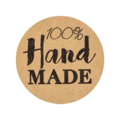 Kraftpapier-Sticker, Ø 2,5cm, 100% Handmade, auf Rolle, selbstklebend, 500 Stück