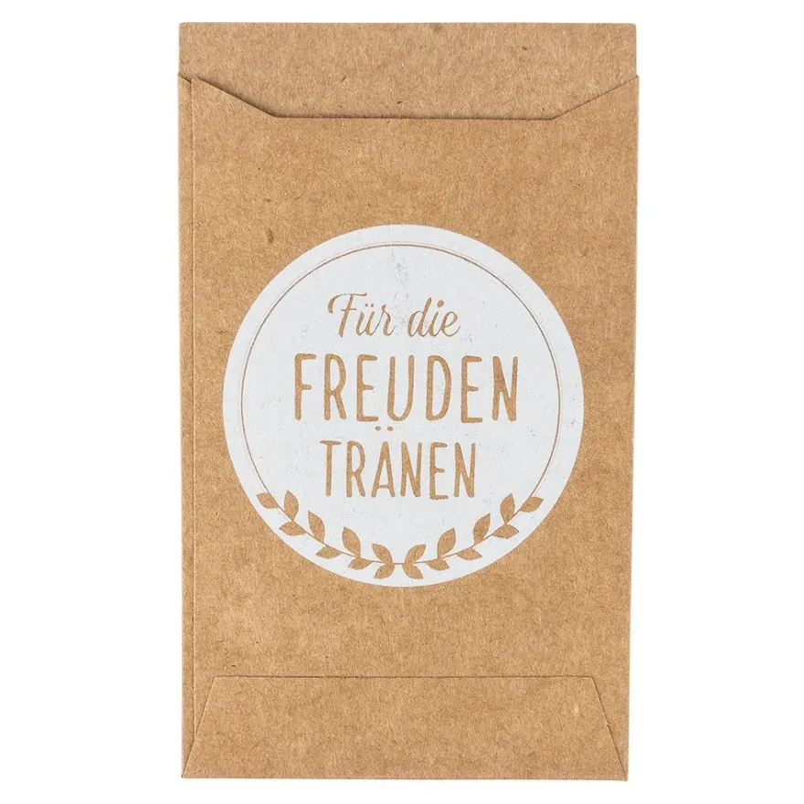 Kraftpapier-Tüten, Freudentränen, 10,6cm x 6,3cm, 200 g/m², weiß bedruckt, 100 Stück