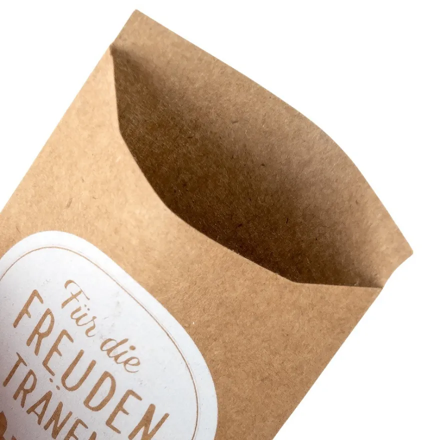 Kraftpapier-Tüten, Freudentränen, 10,6cm x 6,3cm, 200 g/m², weiß bedruckt, 100 Stück