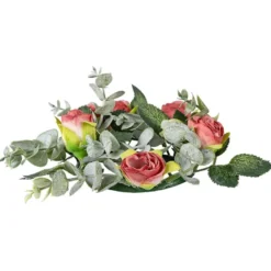 Kranz mit Rosen & Eukalyptus 2, innen: Ø 7,5 cm, außen: Ø 18cm,