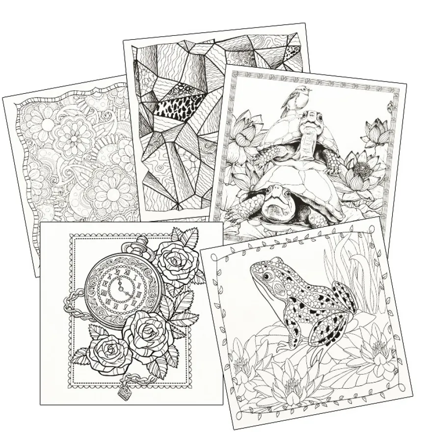 Kreativblock/Malbuch zum Ausmalen & Entspannen, 40 Motive, 16x16cm