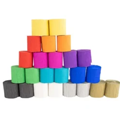 Krepp-Bänder, 5cm breit, 10m lang, 17g/m², verschiedene Farben, 24 Rollen