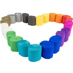 Krepp-Bänder, 5cm breit, 10m lang, 17g/m², verschiedene Farben, 24 Rollen