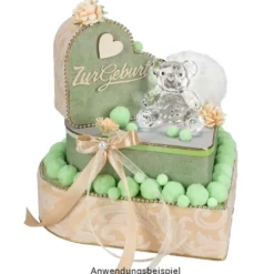 Kristall-Bär, facettiert, klar, 6,4cm x 4,5cm x 6,5cm, inkl. Organzaband