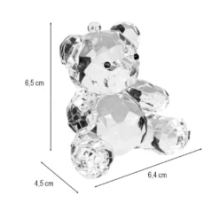 Kristall-Bär, facettiert, klar, 6,4cm x 4,5cm x 6,5cm, inkl. Organzaband