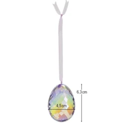 Kristall-Ei, facettiert & irisierend, 6,3cm x 4,5cm, inkl. Organzaband zum Aufhängen