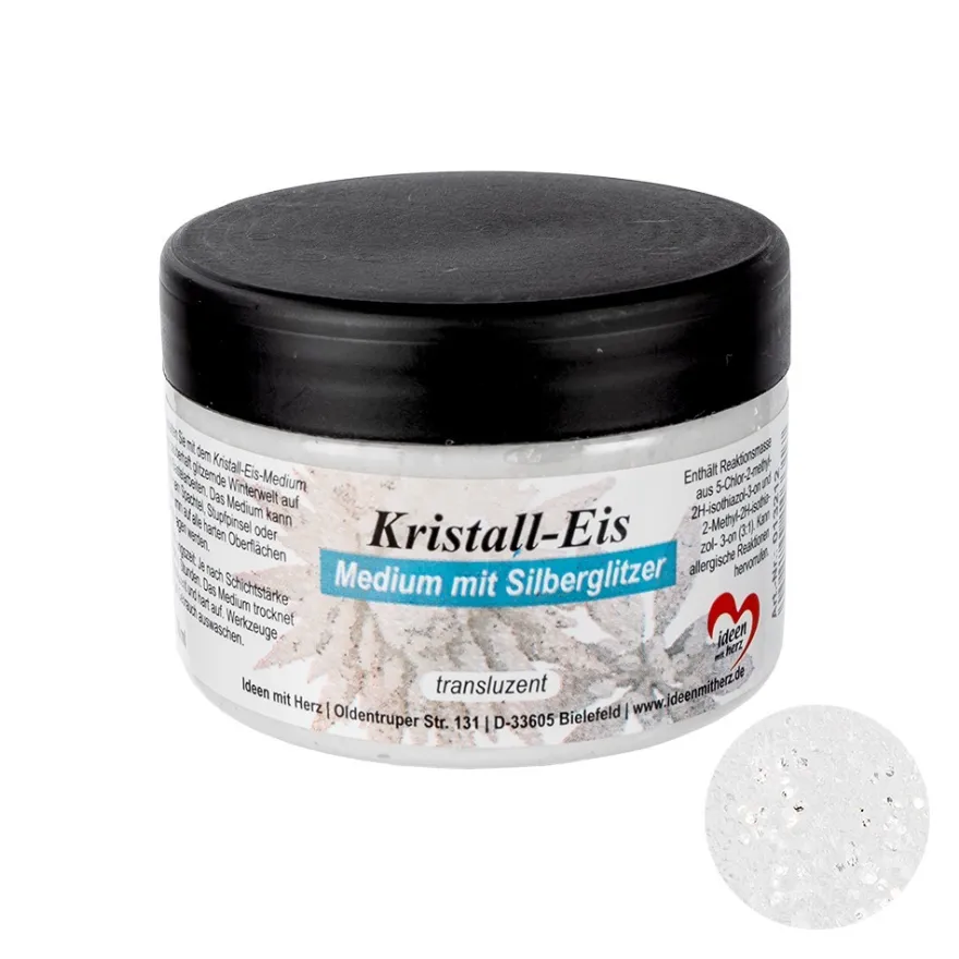 Kristall-Eis-Medium mit Silberglitzer, transluzent, 150ml