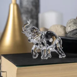 Kristall-Elefant, facettiert, klar, 7cm x 6,6cm x 2,7cm