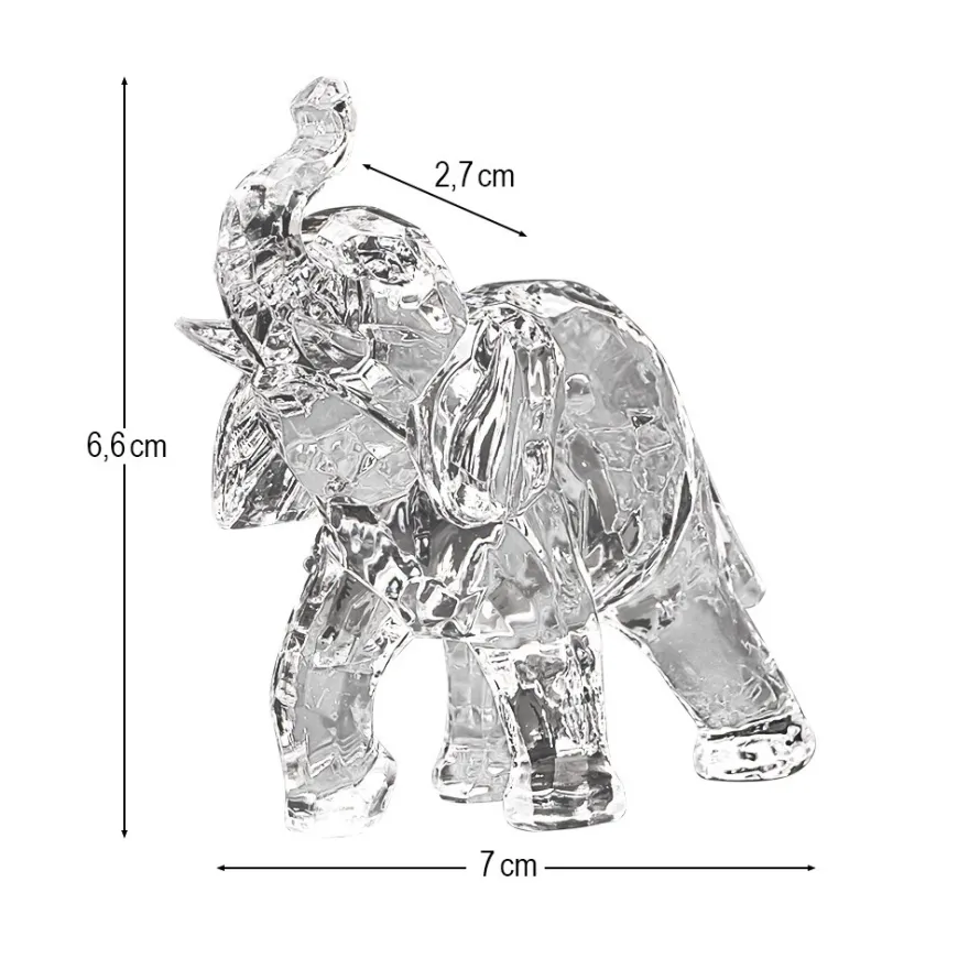 Kristall-Elefant, facettiert, klar, 7cm x 6,6cm x 2,7cm