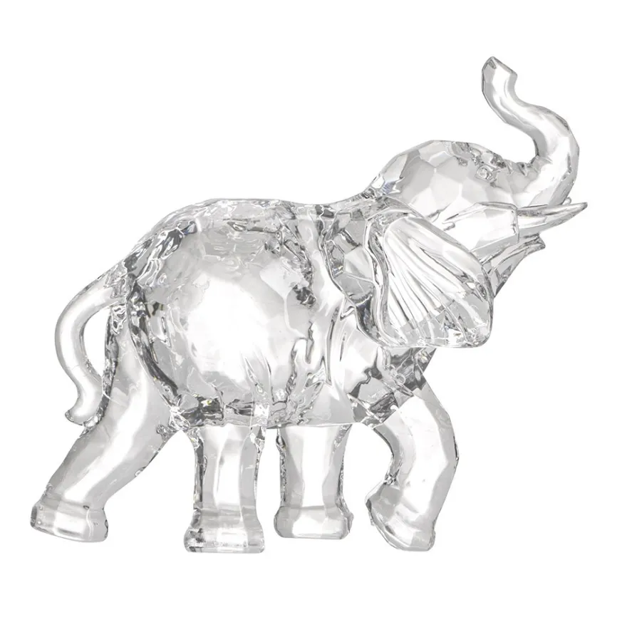 Kristall-Elefant, facettiert, klar, 7cm x 6,6cm x 2,7cm