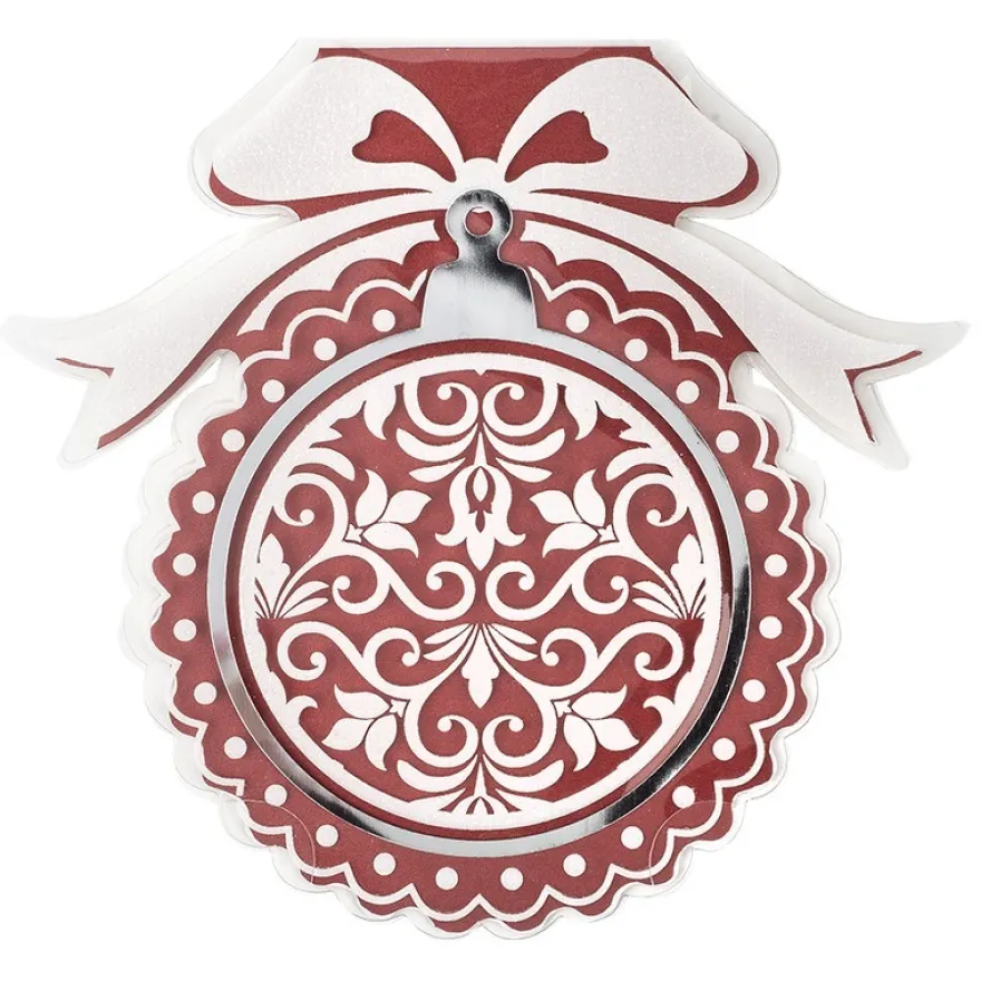 Kristallfolien-Grußkarten, Christbaumkugel, 15 x 16cm, Einleger 5 versch. Farben, Umschläge, 10 Stk
