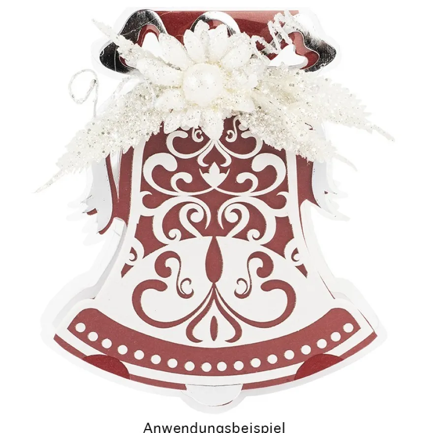 Kristallfolien-Grußkarten, Glocke, 12,5 x 13,5cm, Einleger versch. Farben, Umschläge, 10 Stück