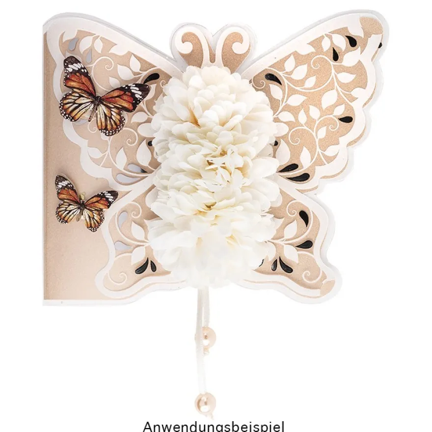 Kristallfolien-Grußkarten, Schmetterling, 13cm x 16cm, Einleger versch. Farben, Umschläge, 10 Stück