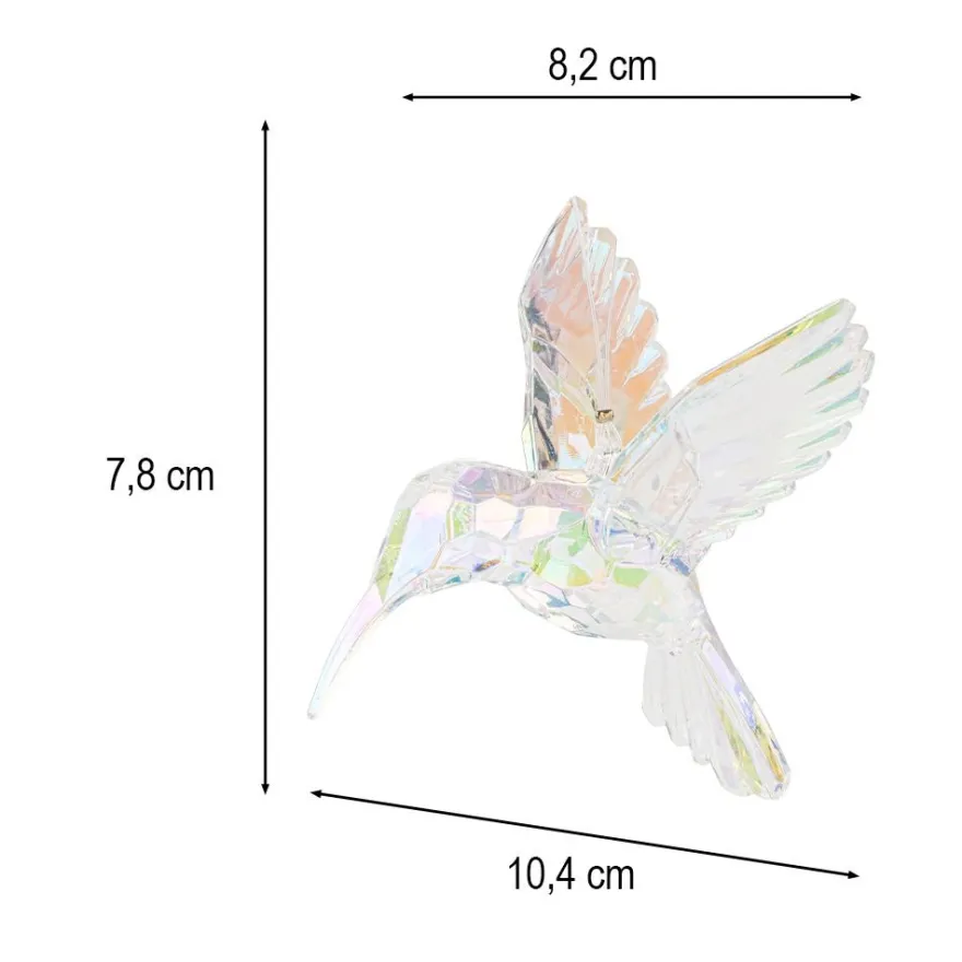 Kristall-Kolibri, facettiert & irisierend, 8,2cm x 7,8cm x 10,4cm, inkl. Organzaband