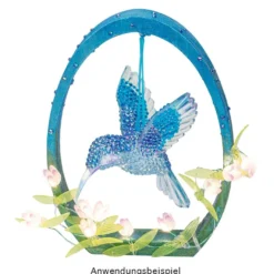 Kristall-Kolibri, facettiert & irisierend, 8,2cm x 7,8cm x 10,4cm, inkl. Organzaband