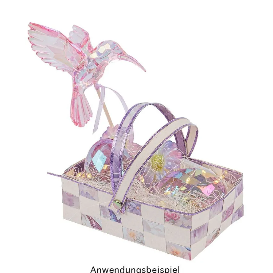 Kristall-Kolibris, facettiert & irisierend, 8,2cm x 7,8cm x 10,4cm, inkl. Organzaband, 4 Stück