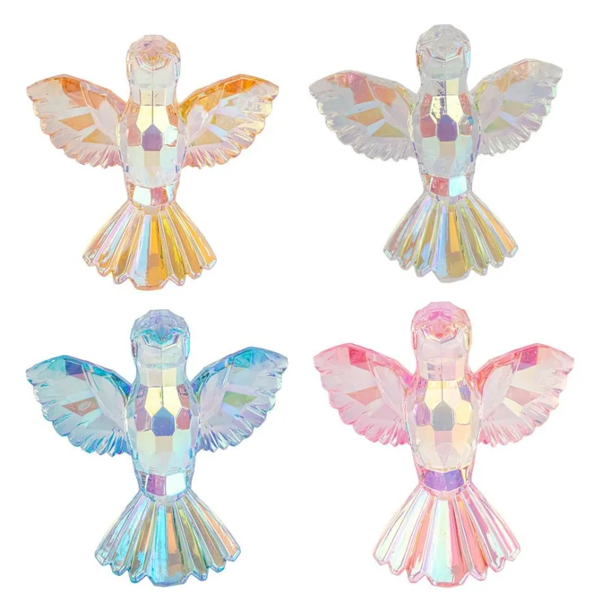 Kristall-Kolibris, facettiert & irisierend, 8,2cm x 7,8cm x 10,4cm, inkl. Organzaband, 4 Stück