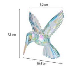 Kristall-Kolibris, facettiert & irisierend, 8,2cm x 7,8cm x 10,4cm, inkl. Organzaband, 4 Stück