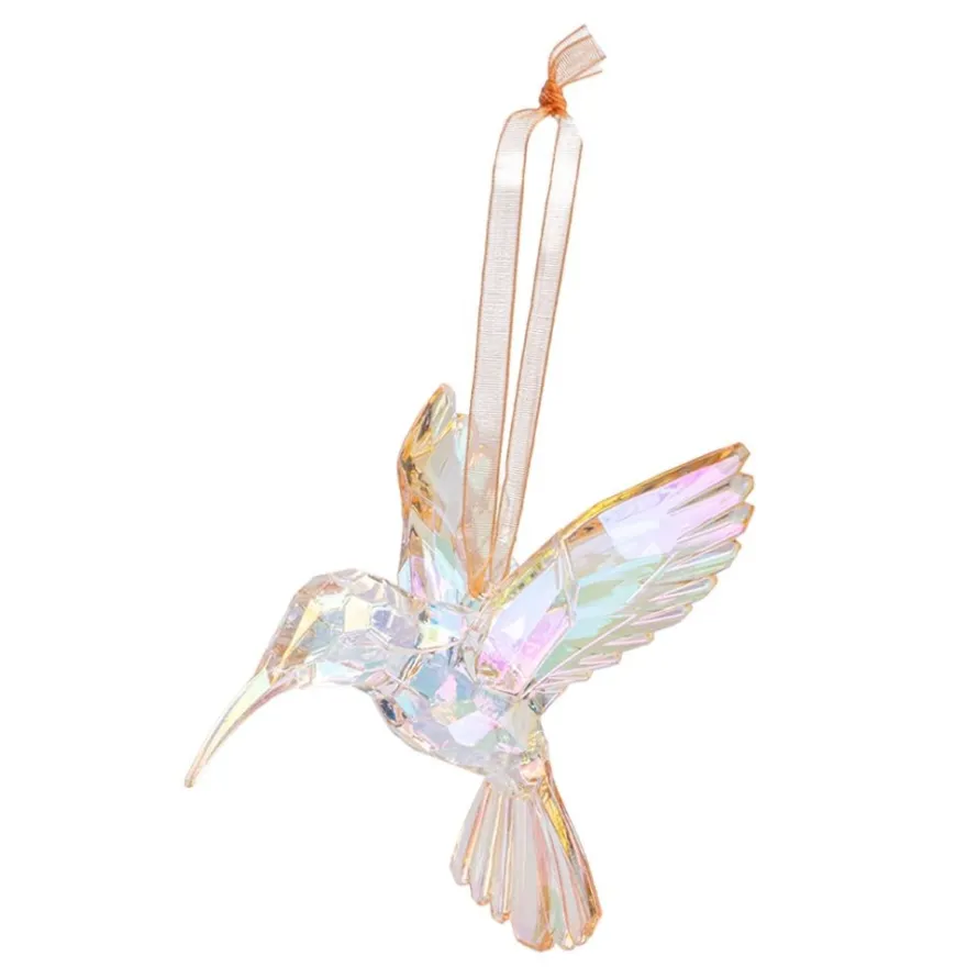 Kristall-Kolibris, facettiert & irisierend, 8,2cm x 7,8cm x 10,4cm, inkl. Organzaband, 4 Stück
