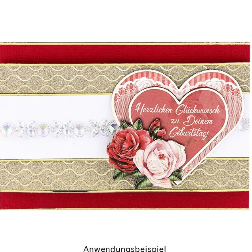 Kristallkunst, Blüten-Bordüre 3, 10cm x 30cm, selbstklebend, klar irisierend