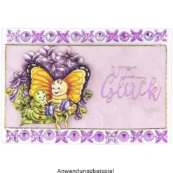 Kristallkunst, Blüten-Bordüre 3, 10cm x 30cm, selbstklebend, violett irisierend