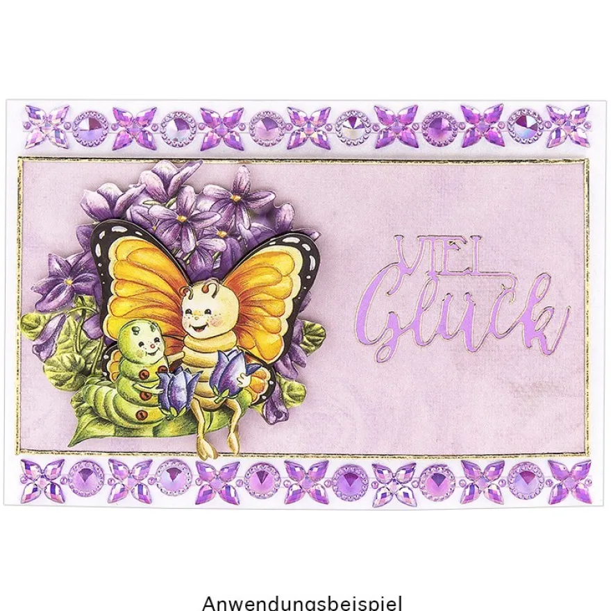 Kristallkunst, Blüten-Bordüre 3, 10cm x 30cm, selbstklebend, violett irisierend