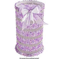 Kristallkunst, Blüten-Bordüre 3, 10cm x 30cm, selbstklebend, violett irisierend
