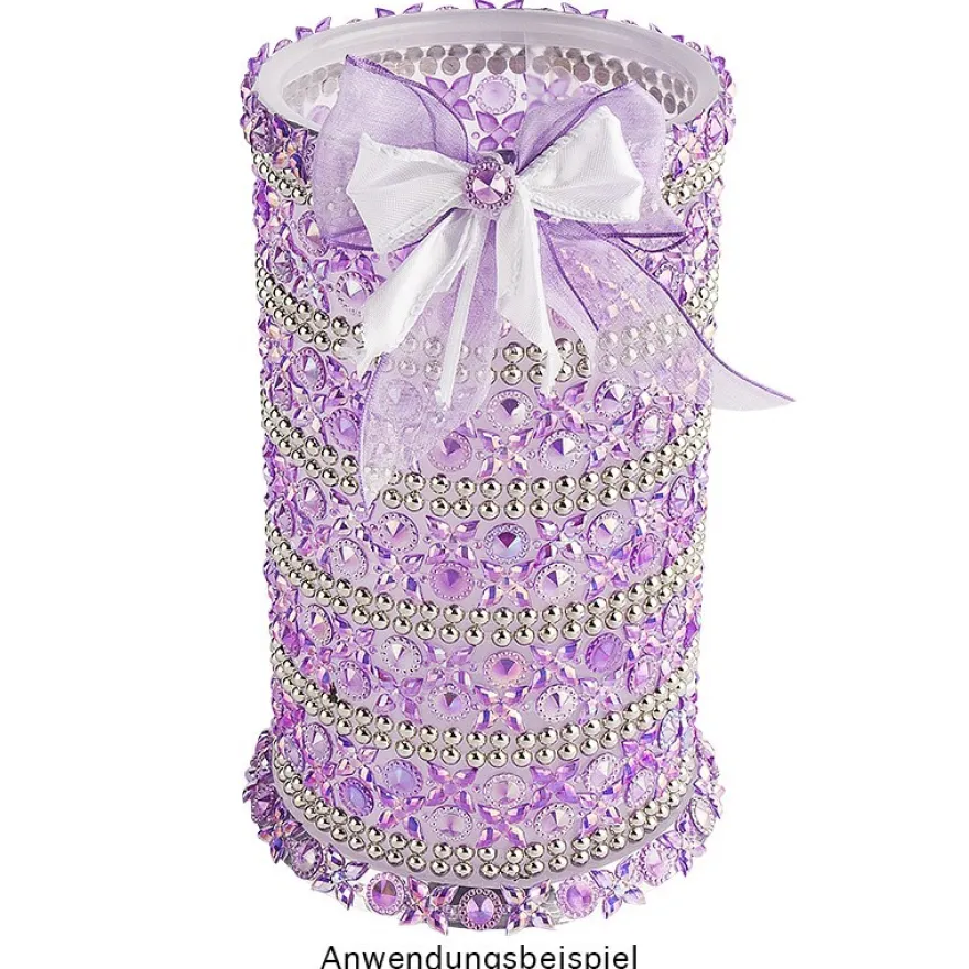 Kristallkunst, Blüten-Bordüre 3, 10cm x 30cm, selbstklebend, violett irisierend