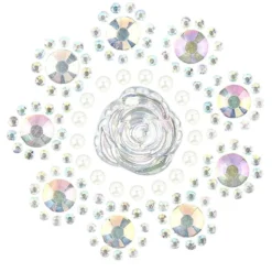 Kristallkunst, Blüten-Ornament 2, 10cm x 30cm, selbstklebend, klar irisierend, perlmutt
