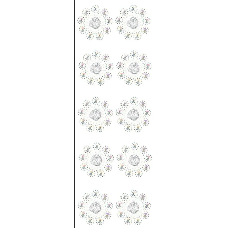 Kristallkunst, Blüten-Ornament 2, 10cm x 30cm, selbstklebend, klar irisierend, perlmutt