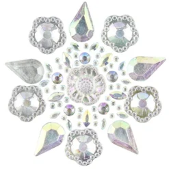 Kristallkunst, Blüten-Ornament 3, 10cm x 30cm, selbstklebend, klar irisierend