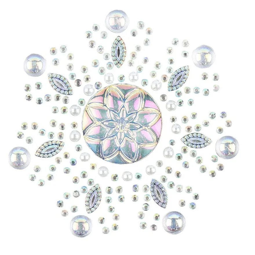 Kristallkunst, Blüten-Ornament 1, 10cm x 30cm, klar irisierend