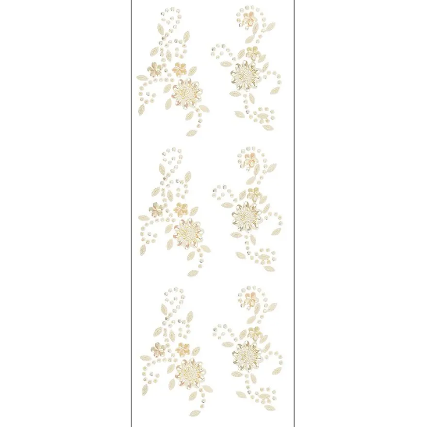 Kristallkunst, Blumenornament, selbstklebend, 10cm x 30cm, creme irisierend
